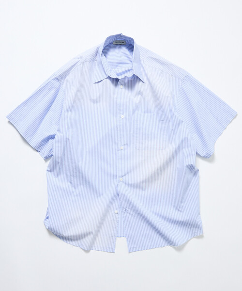FREAK'S STORE（フリークスストア）の「限定展開 ビッグシルエット ダメージ加工 レギュラーカラー S/S シャツ/チェック/ストライプ/フェード加工（シャツ/ブラウス・メンズ・ブラウン/ブルー系その他/ブラウン系その他/ブラック系その他・SMALL/MEDIUM/LARGE）」の5枚目の写真