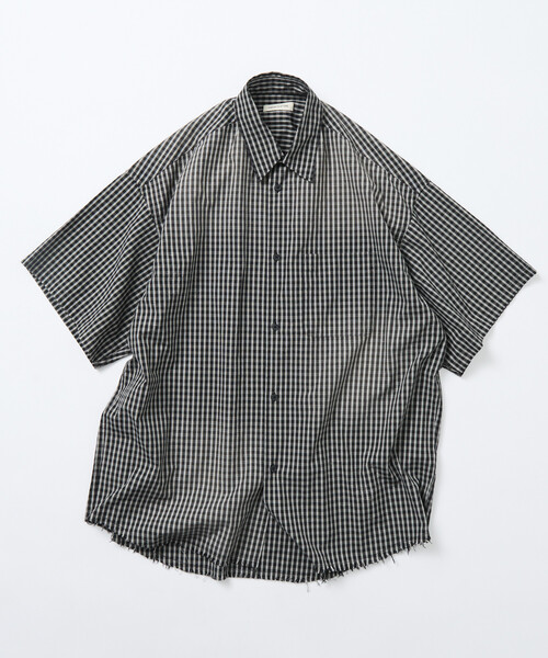 FREAK'S STORE（フリークスストア）の「限定展開 ビッグシルエット ダメージ加工 レギュラーカラー S/S シャツ/チェック/ストライプ/フェード加工（シャツ/ブラウス・メンズ・ブラウン/ブルー系その他/ブラウン系その他/ブラック系その他・SMALL/MEDIUM/LARGE）」の15枚目の写真