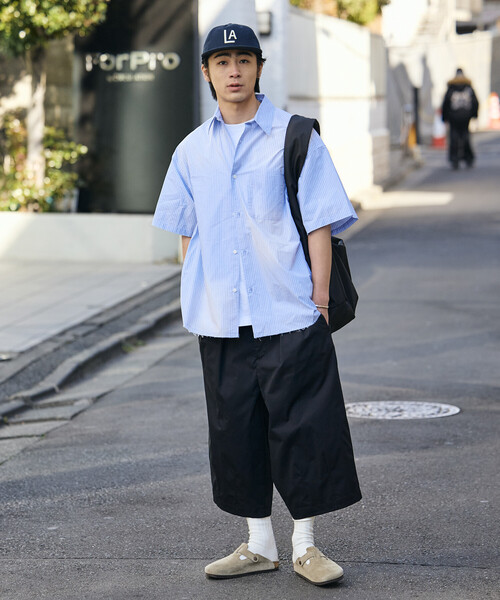 FREAK'S STORE（フリークスストア）の「限定展開 ビッグシルエット ダメージ加工 レギュラーカラー S/S シャツ/チェック/ストライプ/フェード加工（シャツ/ブラウス・メンズ・ブラウン/ブルー系その他/ブラウン系その他/ブラック系その他・SMALL/MEDIUM/LARGE）」の22枚目の写真