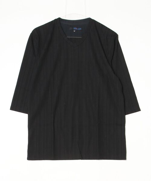 ARCADE(アーケード)の「ランダムテレコ Vネック 七分袖カットソー(Tシャツ/カットソー・メンズ・杢グレー/ブラック/ホワイト・L/LL/M)」の8枚目の写真