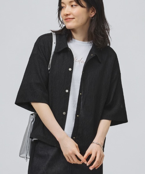 adidas(アディダス)の「【adidas×アルペン限定モデル】アディダス adidas SOFTLUX シアー ルーズフィット 襟付き 半袖シャツ(シャツ/ブラウス・レディース・オフホワイト/グリーン/ブラック/ライラック・S/M/L/XL)」の2枚目の写真