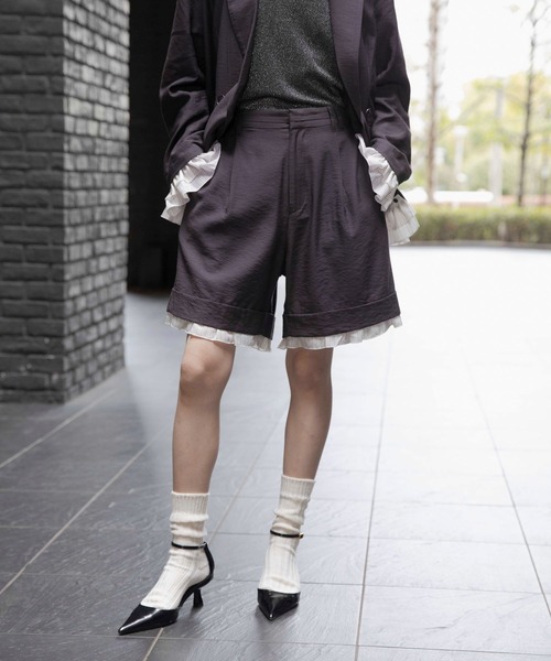 LEPSIM（レプシィム）の「《オフィスライン》アソートショートパンツ　637919（その他パンツ・レディース・ベージュ/チャコールグレー/グレー・FREE）」の4枚目の写真