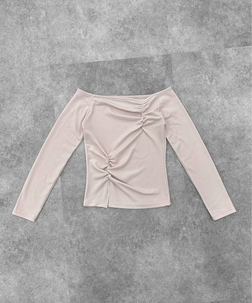 jiasecond.(ジアセカンド)の「【jiasecond.】シャーリングオフショルトップス / トップス カットソー Tシャツ 長袖 コンパクト シャーリング ピンク ブラック ZOZOTOWN限定(Tシャツ/カットソー・レディース・ブラック/ピンク・FREE)」の12枚目の写真