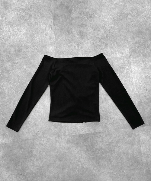 jiasecond.(ジアセカンド)の「【jiasecond.】シャーリングオフショルトップス / トップス カットソー Tシャツ 長袖 コンパクト シャーリング ピンク ブラック ZOZOTOWN限定(Tシャツ/カットソー・レディース・ブラック/ピンク・FREE)」の14枚目の写真