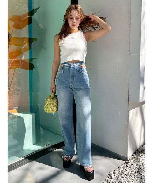 EVRIS(エヴリス)の「ビジューワイドデニムパンツ(デニムパンツ・レディース・インディゴブルー/ライトブルー・SMALL/MEDIUM)」の10枚目の写真