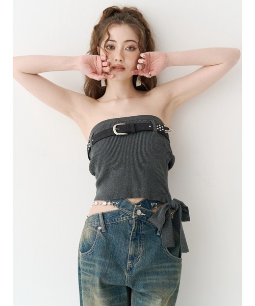 EVRIS(エヴリス)の「ビジューワイドデニムパンツ(デニムパンツ・レディース・インディゴブルー/ライトブルー・SMALL/MEDIUM)」の3枚目の写真