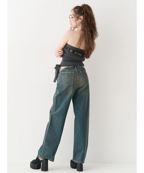 EVRIS(エヴリス)の「ビジューワイドデニムパンツ(デニムパンツ・レディース・インディゴブルー/ライトブルー・SMALL/MEDIUM)」の5枚目の写真