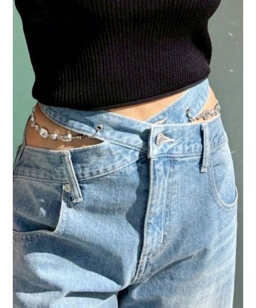 EVRIS(エヴリス)の「ビジューワイドデニムパンツ(デニムパンツ・レディース・インディゴブルー/ライトブルー・SMALL/MEDIUM)」の9枚目の写真