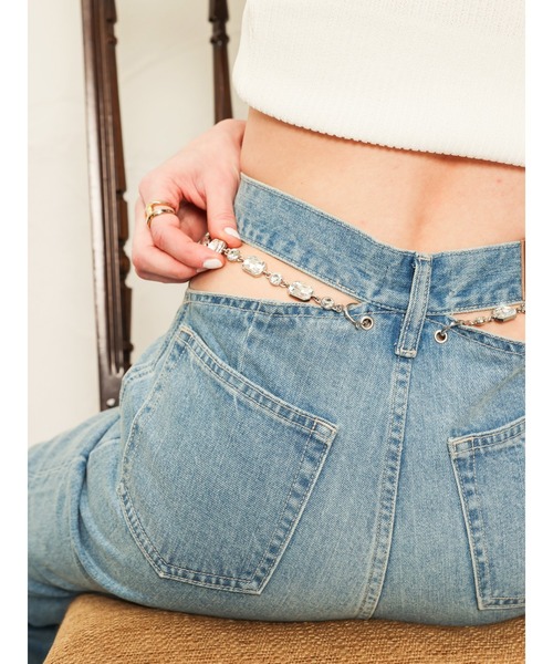 EVRIS(エヴリス)の「ビジューワイドデニムパンツ(デニムパンツ・レディース・インディゴブルー/ライトブルー・SMALL/MEDIUM)」の6枚目の写真