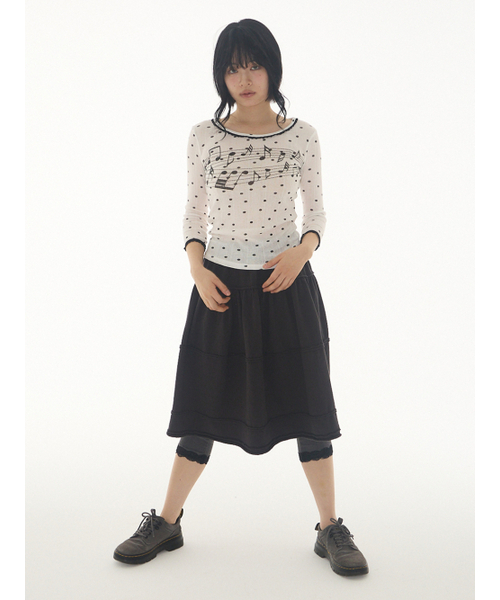 EXPIRED GIRL(エクスパイアードガール)の「Open Edge Midi Skirt Charcoal(スカート・レディース・その他・FREE)」の1枚目の写真