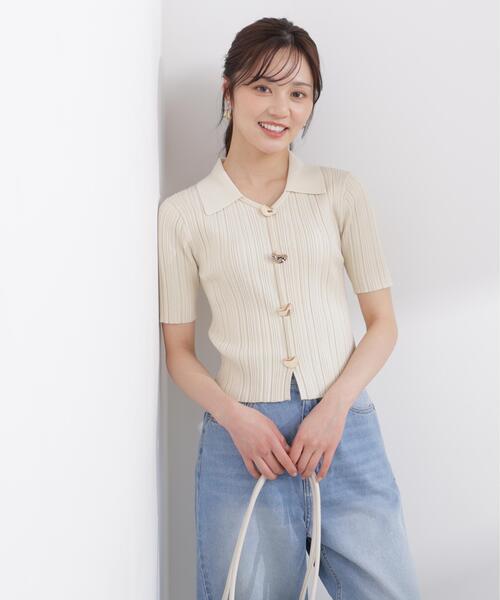 PROPORTION BODY DRESSING(プロポーションボディドレッシング)の「衿付きランダムリブニット / 1216170402(ニット/セーター・レディース・ベージュ/ブラック/オレンジ・MEDIUM/SMALL)」の12枚目の写真