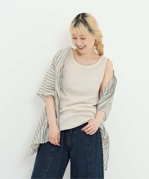 HEART MARKET(ハートマーケット)の「コットンテレコタンクトップ(タンクトップ・レディース・ブラック/ホワイト/グレー系/ナチュラル/チャコール/ライトパープル/ミント/イエロー/ベージュ系/ピンク・LL/LARGE/MEDIUM)」の5枚目の写真
