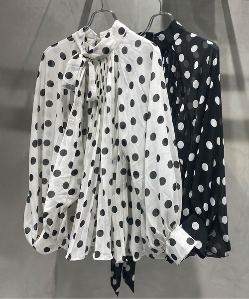 Narcissus（ナルシス）の「【Narcissus】ドットプリーツブラウス（シャツ/ブラウス・レディース・ブラック/ホワイト・FREE）」の3枚目の写真
