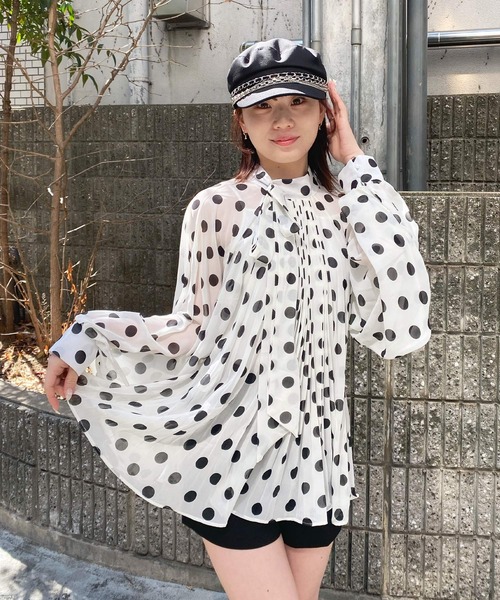 Narcissus（ナルシス）の「【Narcissus】ドットプリーツブラウス（シャツ/ブラウス・レディース・ブラック/ホワイト・FREE）」の11枚目の写真