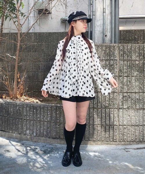 Narcissus（ナルシス）の「【Narcissus】ドットプリーツブラウス（シャツ/ブラウス・レディース・ブラック/ホワイト・FREE）」の12枚目の写真