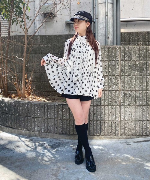 Narcissus（ナルシス）の「【Narcissus】ドットプリーツブラウス（シャツ/ブラウス・レディース・ブラック/ホワイト・FREE）」の13枚目の写真