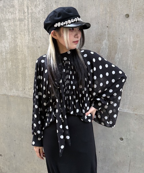 Narcissus（ナルシス）の「【Narcissus】ドットプリーツブラウス（シャツ/ブラウス・レディース・ブラック/ホワイト・FREE）」の14枚目の写真