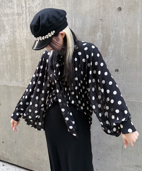 Narcissus（ナルシス）の「【Narcissus】ドットプリーツブラウス（シャツ/ブラウス・レディース・ブラック/ホワイト・FREE）」の15枚目の写真