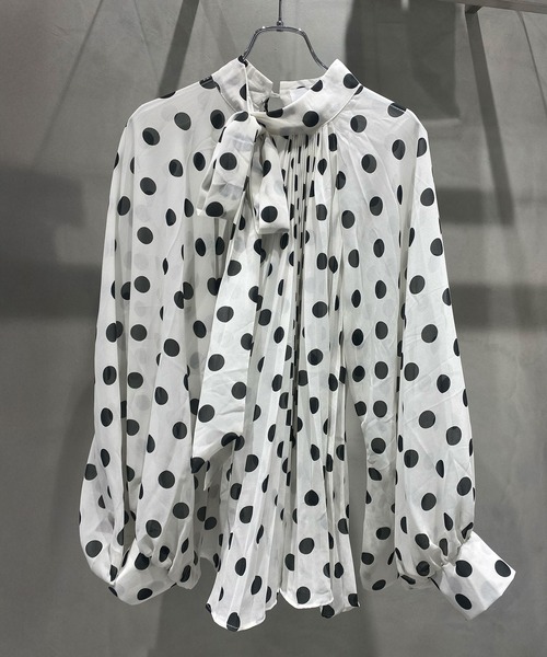 Narcissus（ナルシス）の「【Narcissus】ドットプリーツブラウス（シャツ/ブラウス・レディース・ブラック/ホワイト・FREE）」の8枚目の写真