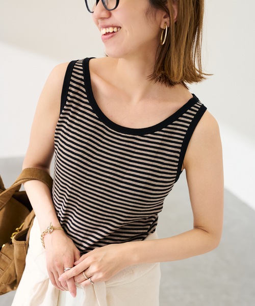 FRAMeWORK（フレームワーク）の「18Gランダムリブニットタンク（タンクトップ・レディース・ブラック/ブラウン/ホワイト・FREE）」の3枚目の写真