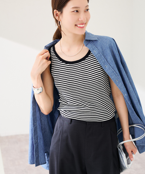 FRAMeWORK（フレームワーク）の「18Gランダムリブニットタンク（タンクトップ・レディース・ブラック/ブラウン/ホワイト・FREE）」の2枚目の写真