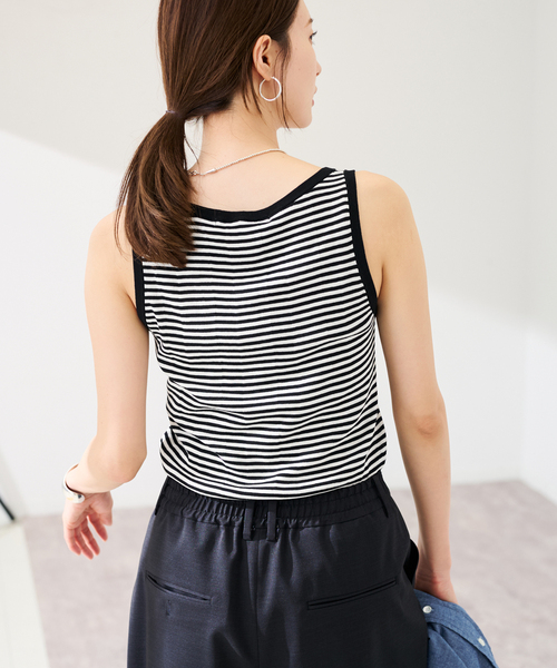 FRAMeWORK（フレームワーク）の「18Gランダムリブニットタンク（タンクトップ・レディース・ブラック/ブラウン/ホワイト・FREE）」の4枚目の写真