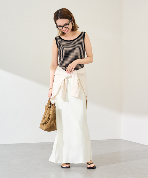 FRAMeWORK（フレームワーク）の「18Gランダムリブニットタンク（タンクトップ・レディース・ブラック/ブラウン/ホワイト・FREE）」の6枚目の写真