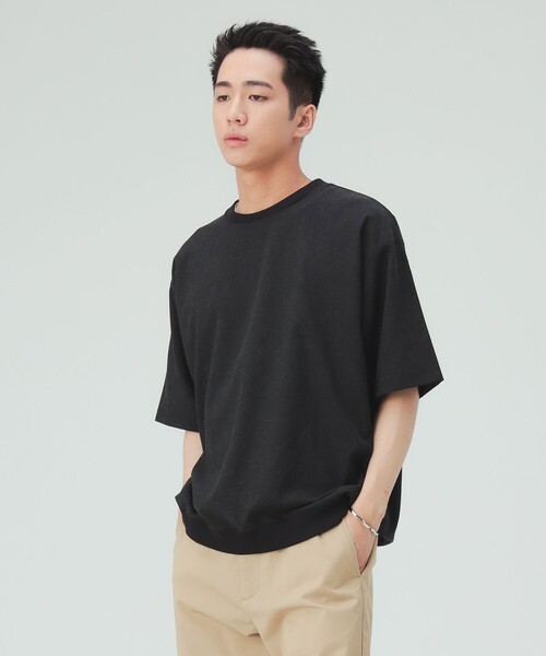 BEAMS HEART(ビームスハート)の「【6/18値下げ】麻混 メランジ 布帛 Tシャツ(ユニセックス)(Tシャツ/カットソー・メンズ・オフホワイト/チャコールグレー/ネイビー・S/L/XL/M)」の5枚目の写真