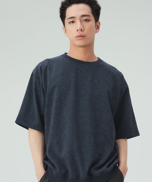 BEAMS HEART(ビームスハート)の「【6/18値下げ】麻混 メランジ 布帛 Tシャツ(ユニセックス)(Tシャツ/カットソー・メンズ・オフホワイト/チャコールグレー/ネイビー・S/L/XL/M)」の3枚目の写真