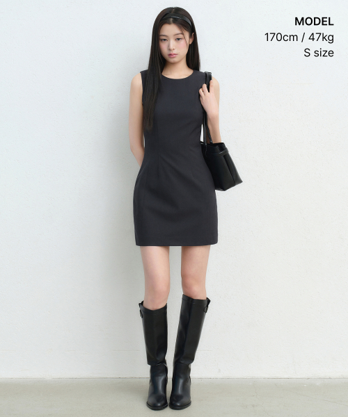 MUSINSA STANDARD WOMAN（ムシンサスタンダードウーマン）の「ウィメンズスリーブレスフォーマルミニドレス[グレー]（ワンピース・レディース・その他・X-SMALL/SMALL/MEDIUM/LARGE）」の2枚目の写真