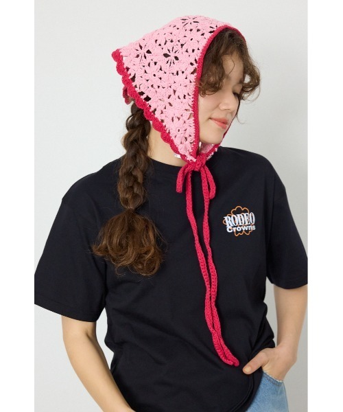 RODEO CROWNS WIDE BOWL(ロデオクラウンズワイドボウル)の「クロシェバブーシュカ(ニットキャップ/ビーニー・レディース・ホワイト系その他/ブルー/ピンク系その他・FREE)」の3枚目の写真