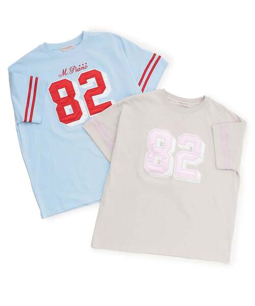 mezzo piano Junior(メゾピアノジュニア)の「【人気商品再入荷】【直営店で取り扱い無し】ナンバリングTシャツ(Tシャツ/カットソー・キッズ・ブルー/ライトグレー・S:140cm/L:160cm)」の3枚目の写真