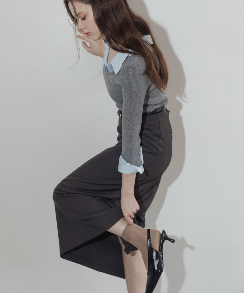 LAUTREDE MIN(ロートルドミン)の「Pencil long Skirt(スカート・レディース・チャコール・SMALL/MEDIUM/X-SMALL)」の1枚目の写真