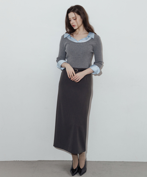 LAUTREDE MIN(ロートルドミン)の「Pencil long Skirt(スカート・レディース・チャコール・SMALL/MEDIUM/X-SMALL)」の2枚目の写真