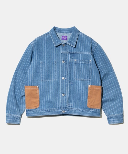 Mountain Mania(マウンテンマニア)の「Mountain Mania/マウンテンマニア Pin-Stripe Denim Coverall(カバーオール・メンズ・ライトインディゴブルー/ブラック・MEDIUM/LARGE/X-LARGE)」の1枚目の写真