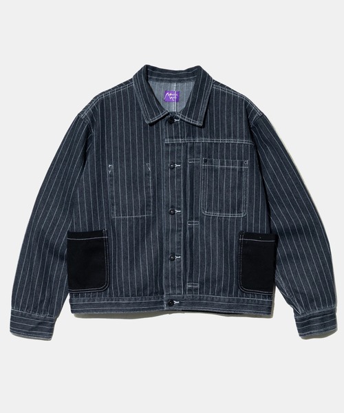 Mountain Mania(マウンテンマニア)の「Mountain Mania/マウンテンマニア Pin-Stripe Denim Coverall(カバーオール・メンズ・ライトインディゴブルー/ブラック・MEDIUM/LARGE/X-LARGE)」の2枚目の写真