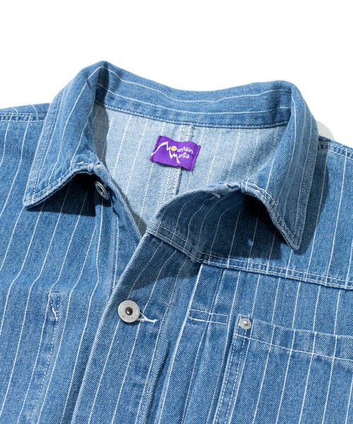 Mountain Mania(マウンテンマニア)の「Mountain Mania/マウンテンマニア Pin-Stripe Denim Coverall(カバーオール・メンズ・ライトインディゴブルー/ブラック・MEDIUM/LARGE/X-LARGE)」の3枚目の写真