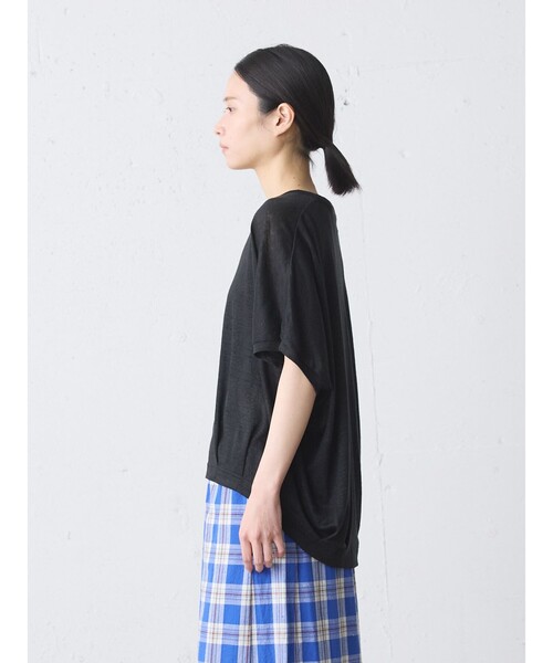 MidiUmi(ミディウミ)の「MidiUmi リネンコクーンプルオーバー(Tシャツ/カットソー・レディース・ネイビー/ベージュ・FREE)」の6枚目の写真