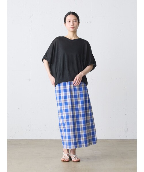 MidiUmi(ミディウミ)の「MidiUmi リネンコクーンプルオーバー(Tシャツ/カットソー・レディース・ネイビー/ベージュ・FREE)」の10枚目の写真