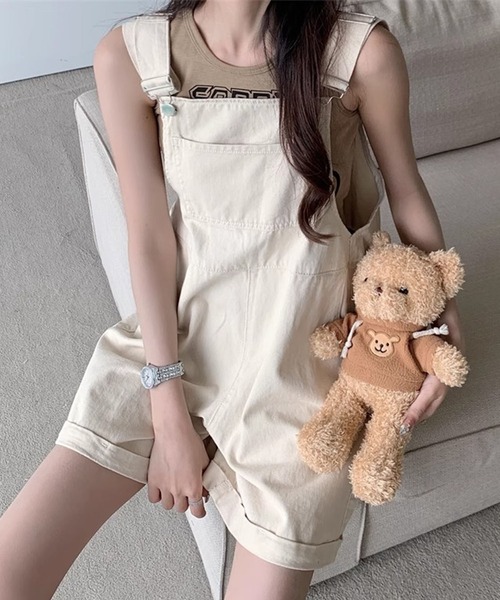 GLAMOROUS JANE（グラマラスジェーン）の「ショートパンツサロペット（つなぎ/オールインワン・レディース・アイボリー/カーキ・M/L）」の7枚目の写真
