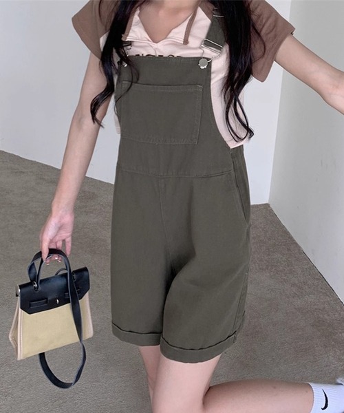 GLAMOROUS JANE（グラマラスジェーン）の「ショートパンツサロペット（つなぎ/オールインワン・レディース・アイボリー/カーキ・M/L）」の10枚目の写真