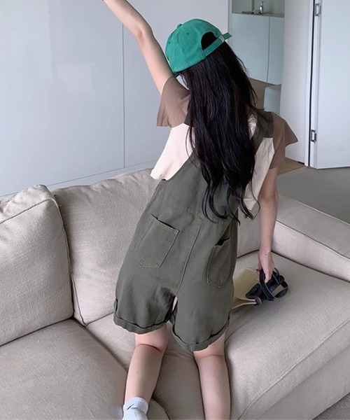 GLAMOROUS JANE（グラマラスジェーン）の「ショートパンツサロペット（つなぎ/オールインワン・レディース・アイボリー/カーキ・M/L）」の11枚目の写真