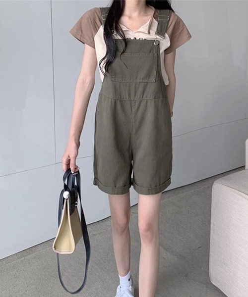 GLAMOROUS JANE（グラマラスジェーン）の「ショートパンツサロペット（つなぎ/オールインワン・レディース・アイボリー/カーキ・M/L）」の13枚目の写真