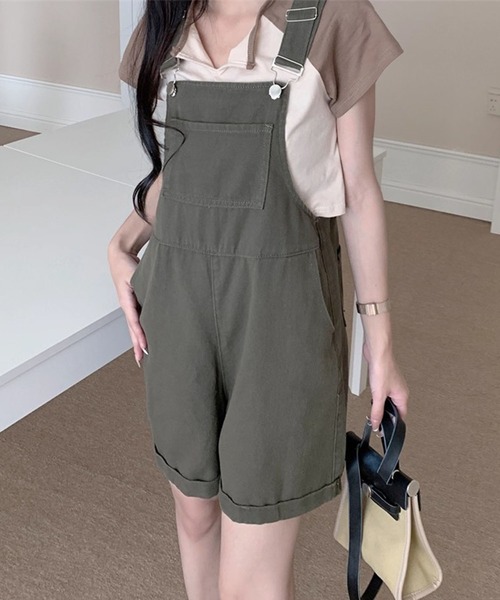 GLAMOROUS JANE（グラマラスジェーン）の「ショートパンツサロペット（つなぎ/オールインワン・レディース・アイボリー/カーキ・M/L）」の14枚目の写真