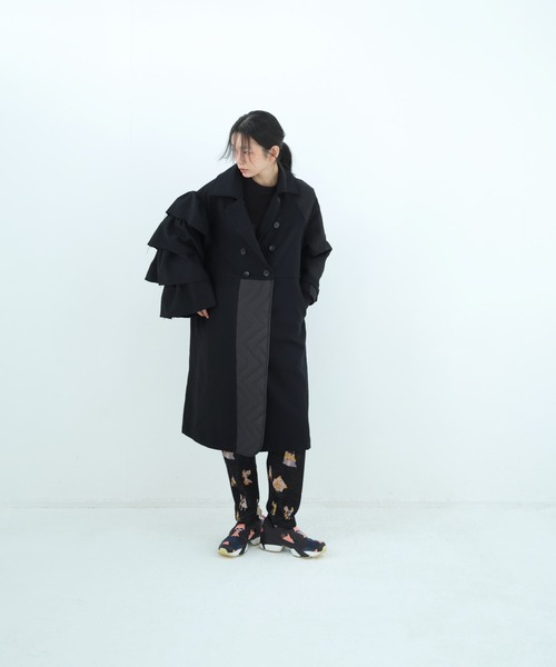 bedsidedrama(ベットサイドドラマ)の「BEDSIDEDRAMA/ベッドサイドドラマ/Dreamin' Mix Wide Coat(その他アウター・レディース・カーキ/ブラック・1/2)」の2枚目の写真