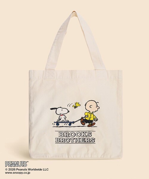 BROOKS BROTHERS(ブルックスブラザーズ)の「Brooks Brothers × PEANUTS コットンキャンバス スヌーピー&チャーリー・ブラウンプリント トートバッグ(トートバッグ・メンズ・アイボリー・ONE SIZE)」の1枚目の写真