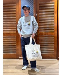 BROOKS BROTHERS（ブルックスブラザーズ）の「Brooks Brothers × PEANUTS　コットンキャンバス　スヌーピー＆チャーリー・ブラウンプリント　トートバッグ（トートバッグ）」