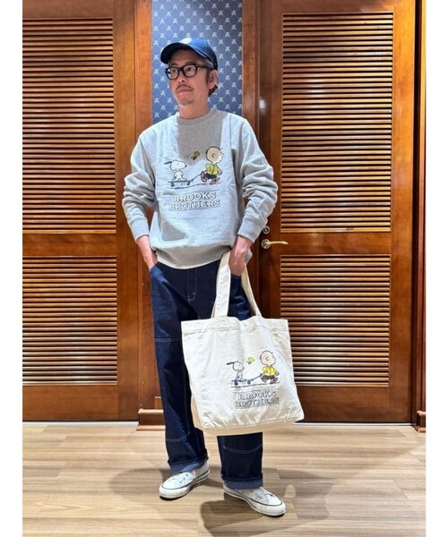 BROOKS BROTHERS(ブルックスブラザーズ)の「Brooks Brothers × PEANUTS コットンキャンバス スヌーピー&チャーリー・ブラウンプリント トートバッグ(トートバッグ・メンズ・アイボリー・ONE SIZE)」の5枚目の写真