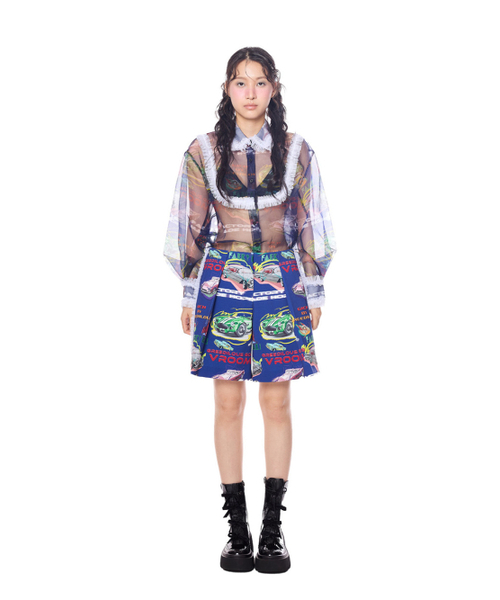 GREEDILOUS(グリディアス)の「Racing Club Print Sheer Blouse(シャツ/ブラウス・レディース・その他・SMALL/MEDIUM/LARGE/X-SMALL)」の1枚目の写真