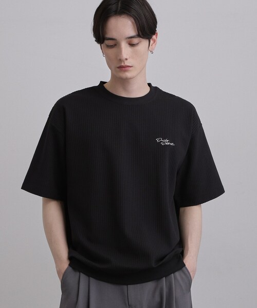 tk.TAKEO KIKUCHI(ティーケータケオキクチ)の「ポリワッフルカットソー(Tシャツ/カットソー・メンズ・ナチュラル/ホワイト/ブラック・04/03/02)」の3枚目の写真